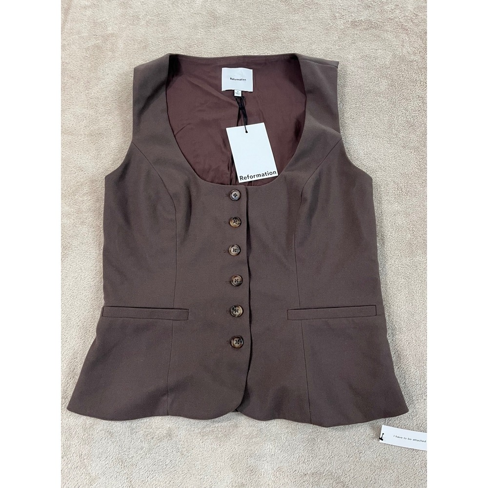 Reformation Delanie Top Women's Size 4 Brown Polyester Sleeveless NEW WITH TAG